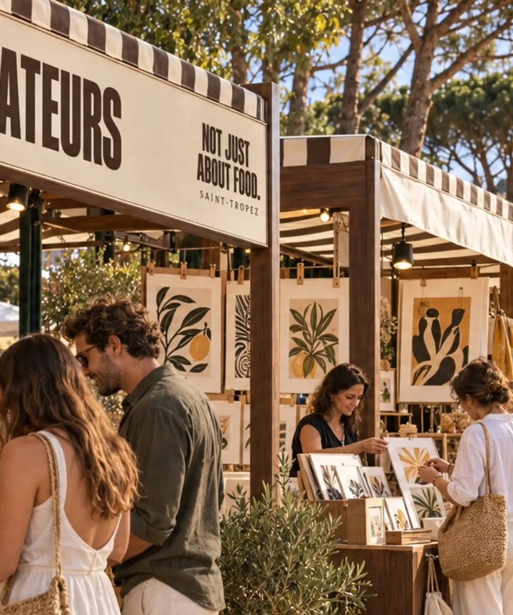 Visitors browsing prints at the makers’ market.